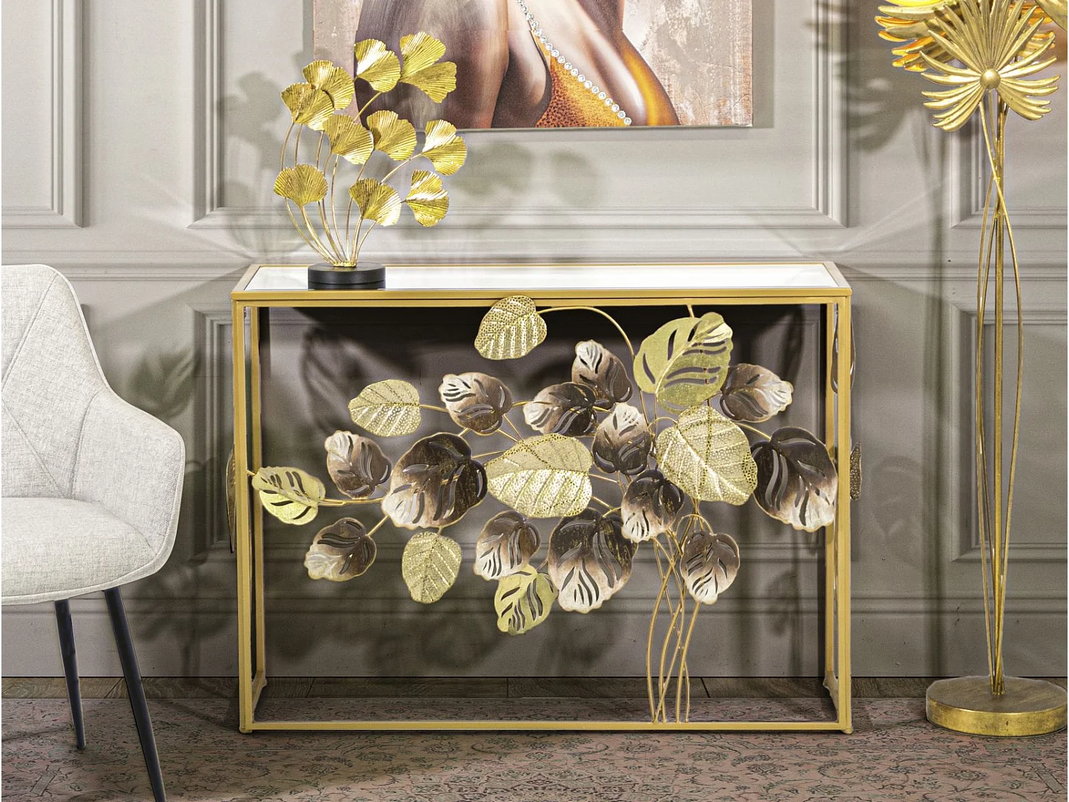 Tavolo Consolle Natura, Multicolore, 108x36,8x80 cm, Seven Design