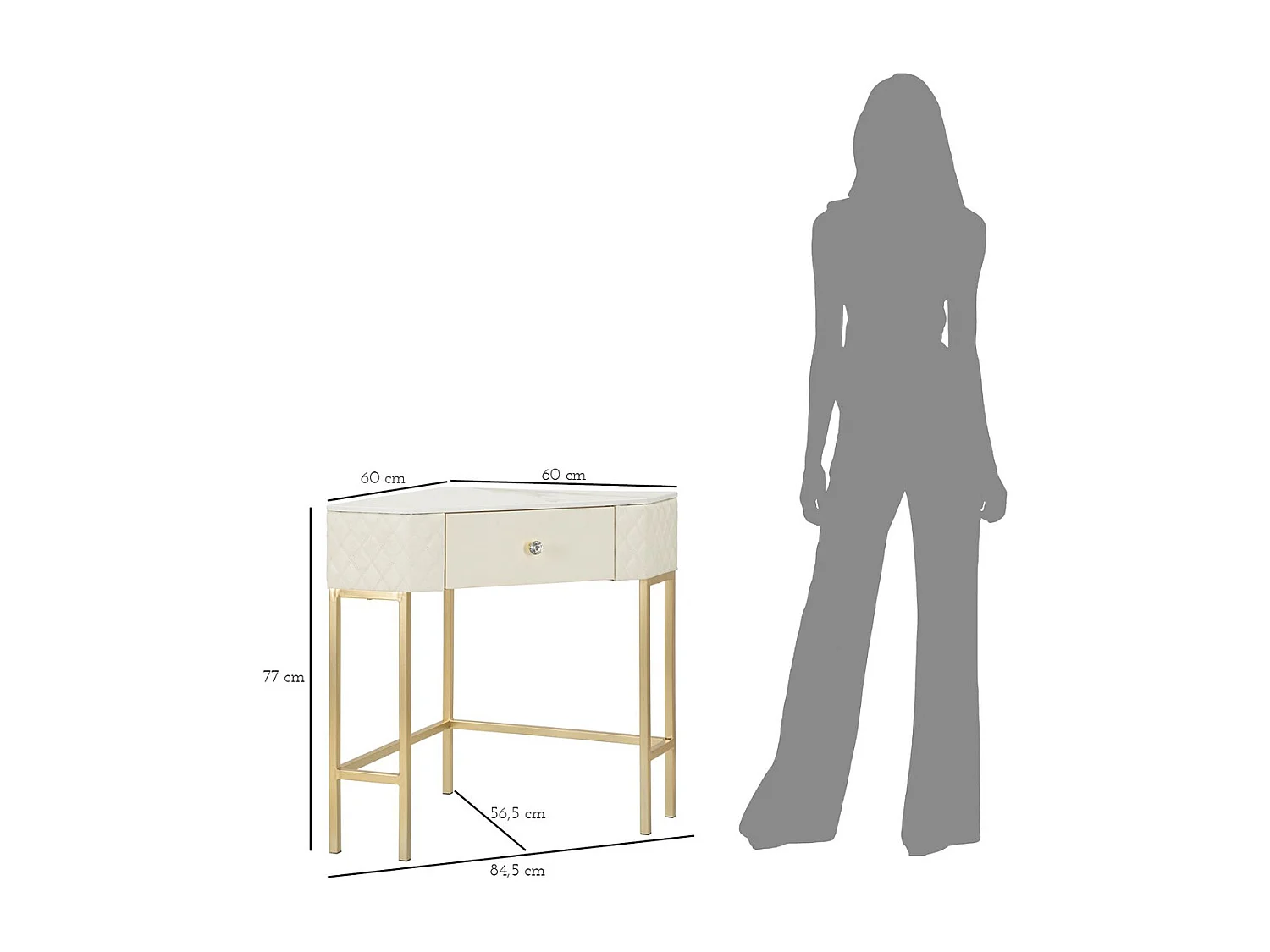 Table Console MF608, Blanc, 84,5x60x77 cm, Seven Design