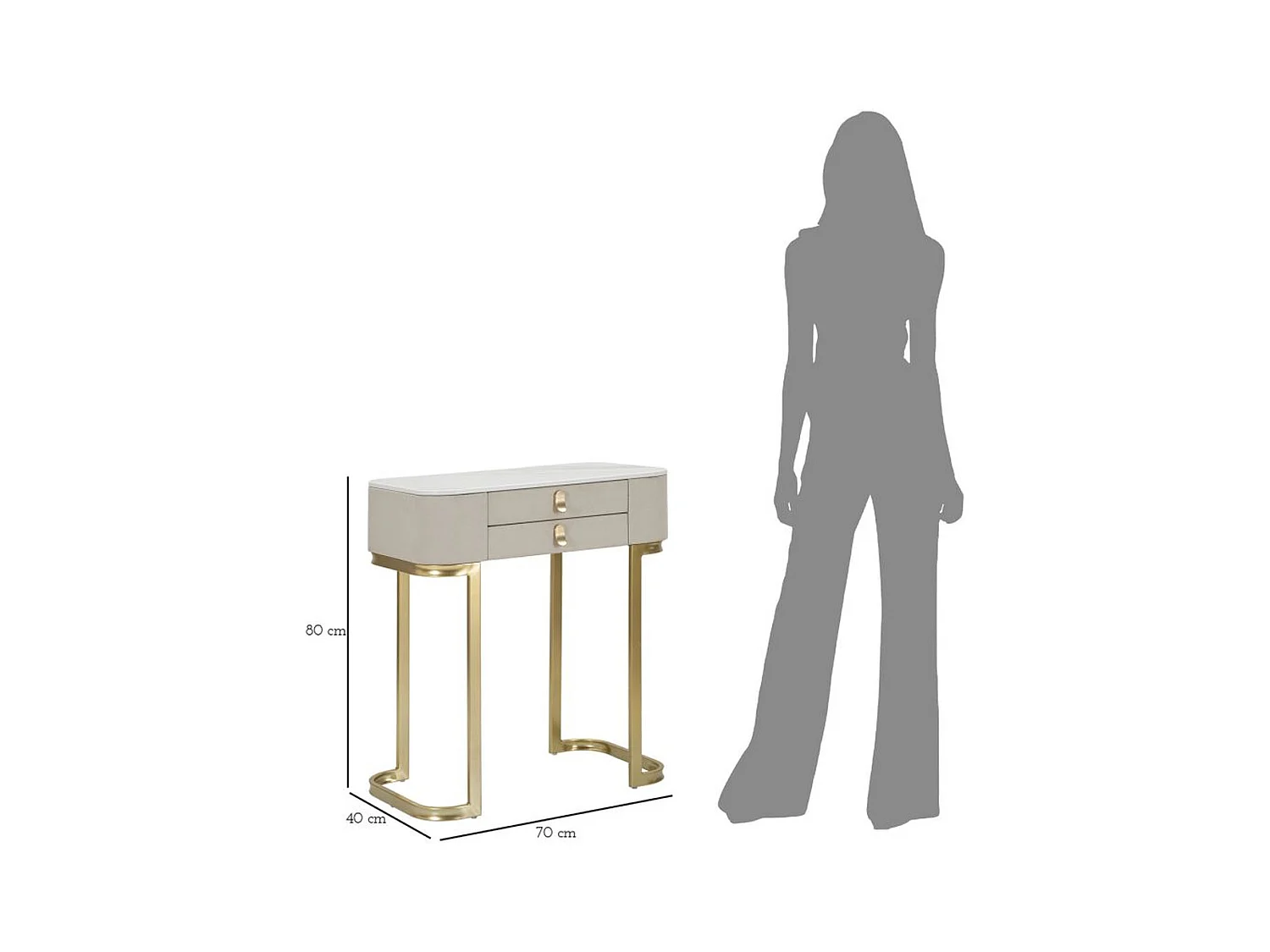 Table Console MF605, Beige, 70x40x80 cm, Seven Design