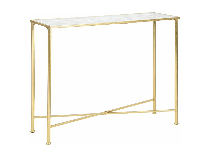 Tavolo Consolle MF629, Oro, 100x35x80 cm, Epikasa
