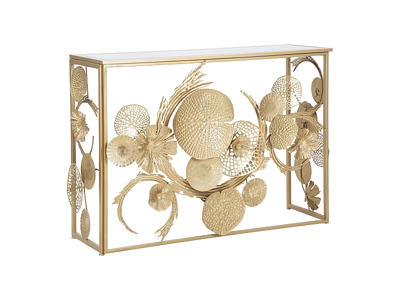 Tavolo Consolle Foglia 68, Oro, 114x40,5x80 cm, Seven Design
