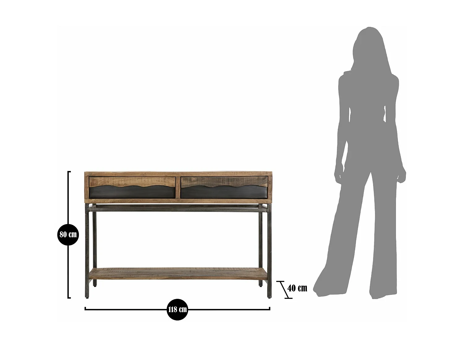 Tavolo Consolle MF602, Marrone, 118x40x80 cm, Epikasa