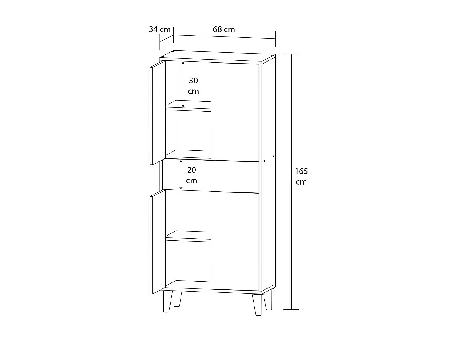Kledingkast Efes, Wit, 68x34x163 cm, Epikasa