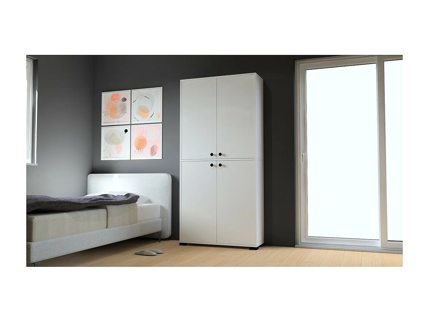 Roupeiro Madrid, Branco, 90,3x33x189 cm, Epikasa