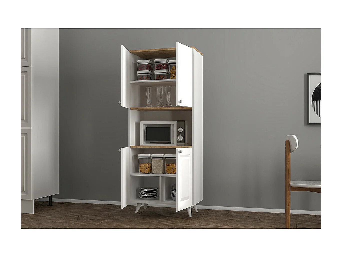 Armoire Salina, Blanc, 65x42x160 cm, Epikasa