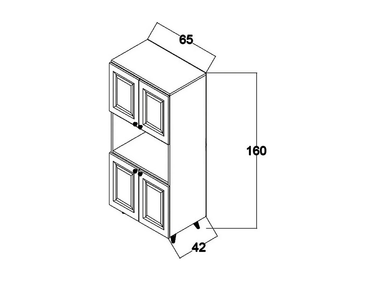 Armoire Salina, Blanc, 65x42x160 cm, Epikasa
