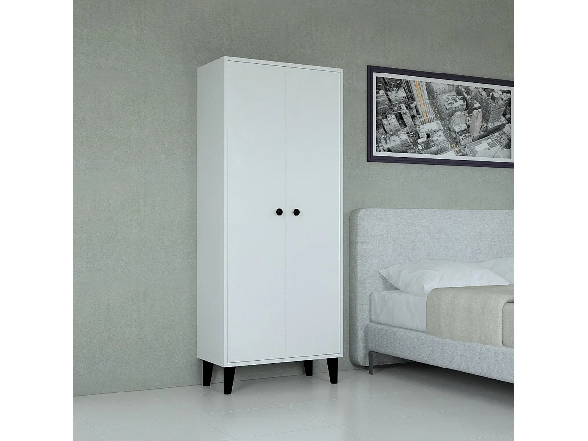 Armoire Izmir, Blanc, 68x34x163 cm, Epikasa