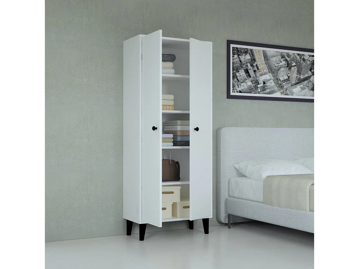 Armoire Izmir, Blanc, 68x34x163 cm, Epikasa