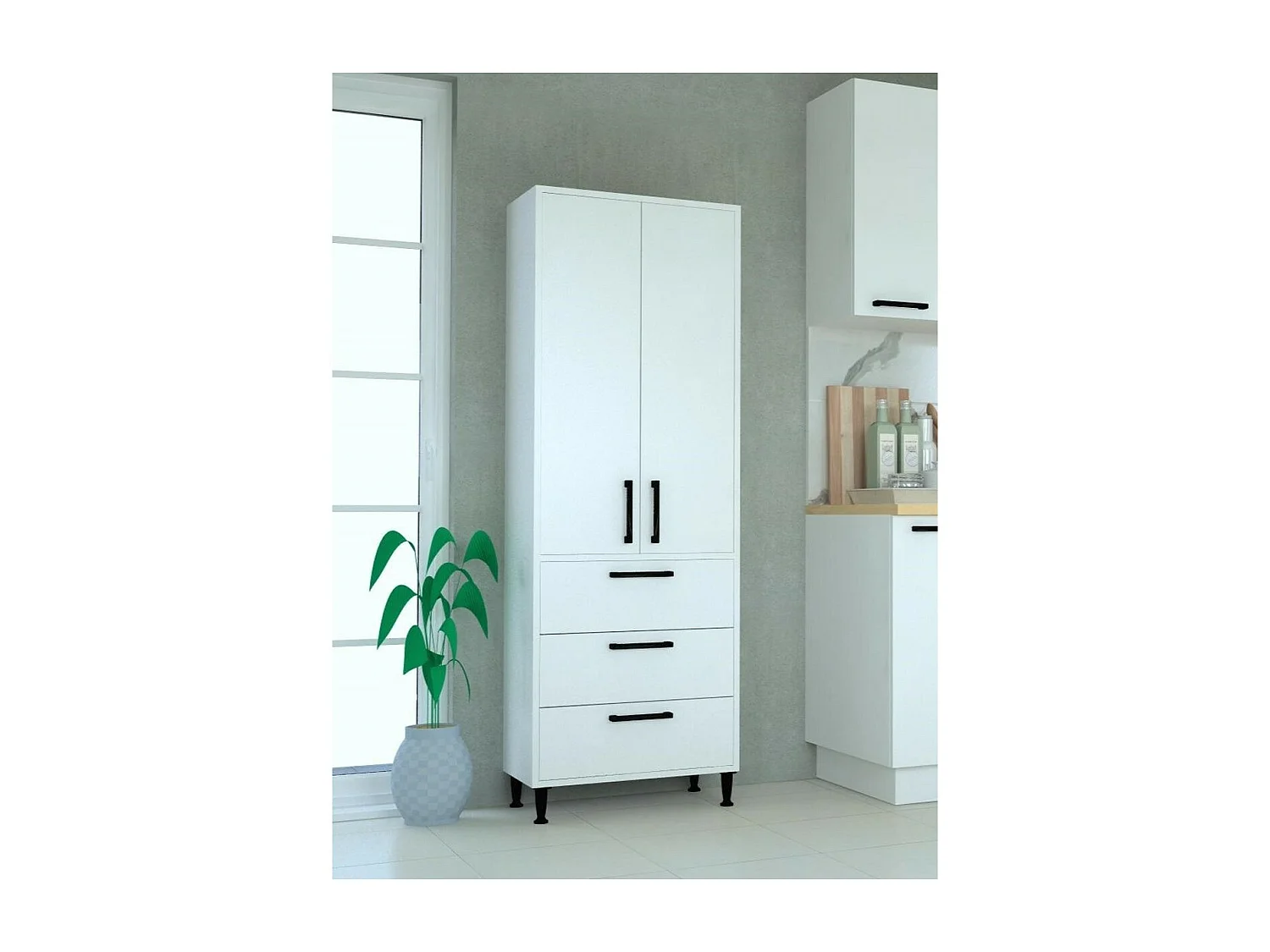 Armoire Ayo, Blanc, 60x32,7x176 cm, Epikasa