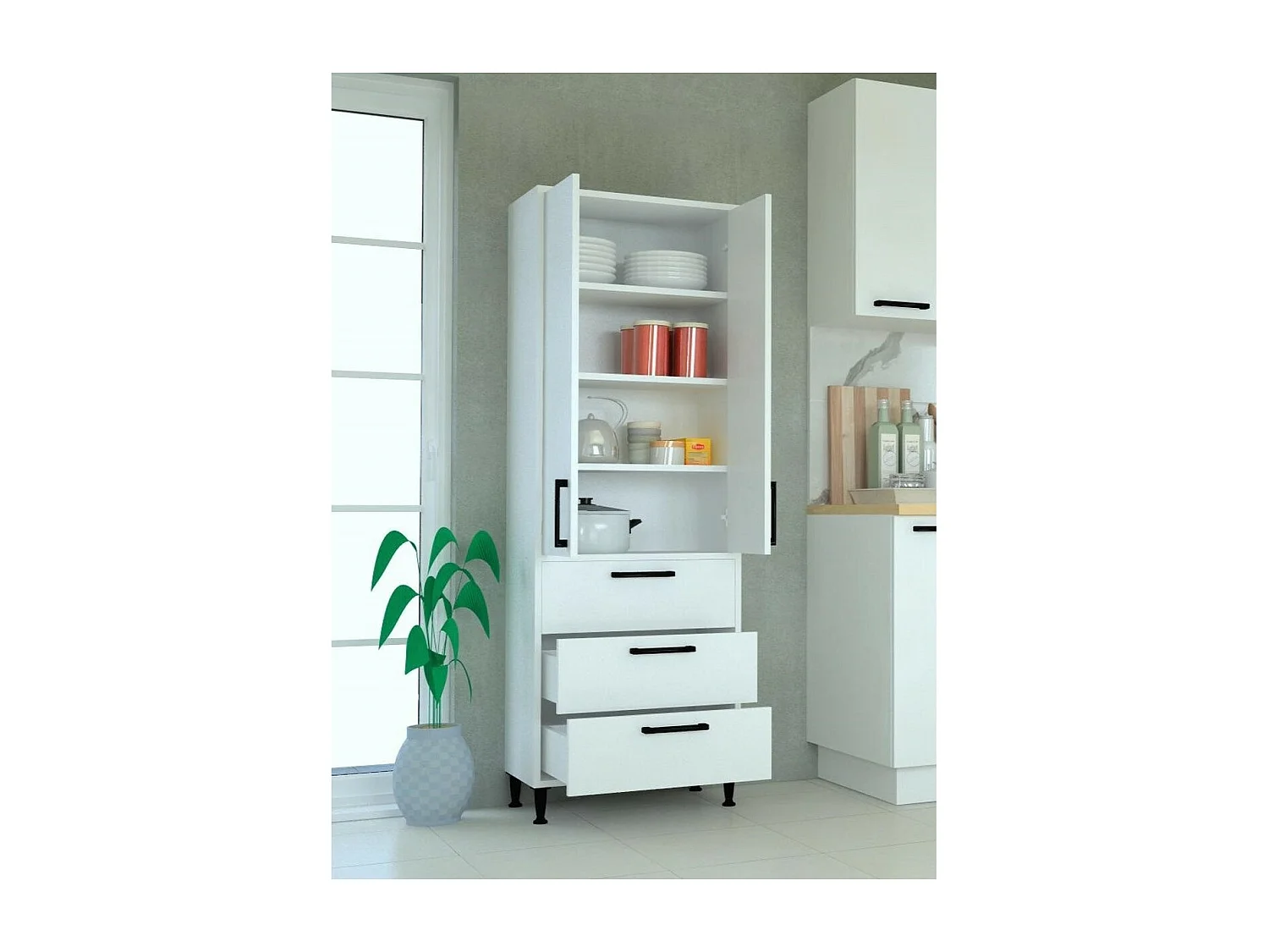 Armoire Ayo, Blanc, 60x32,7x176 cm, Epikasa