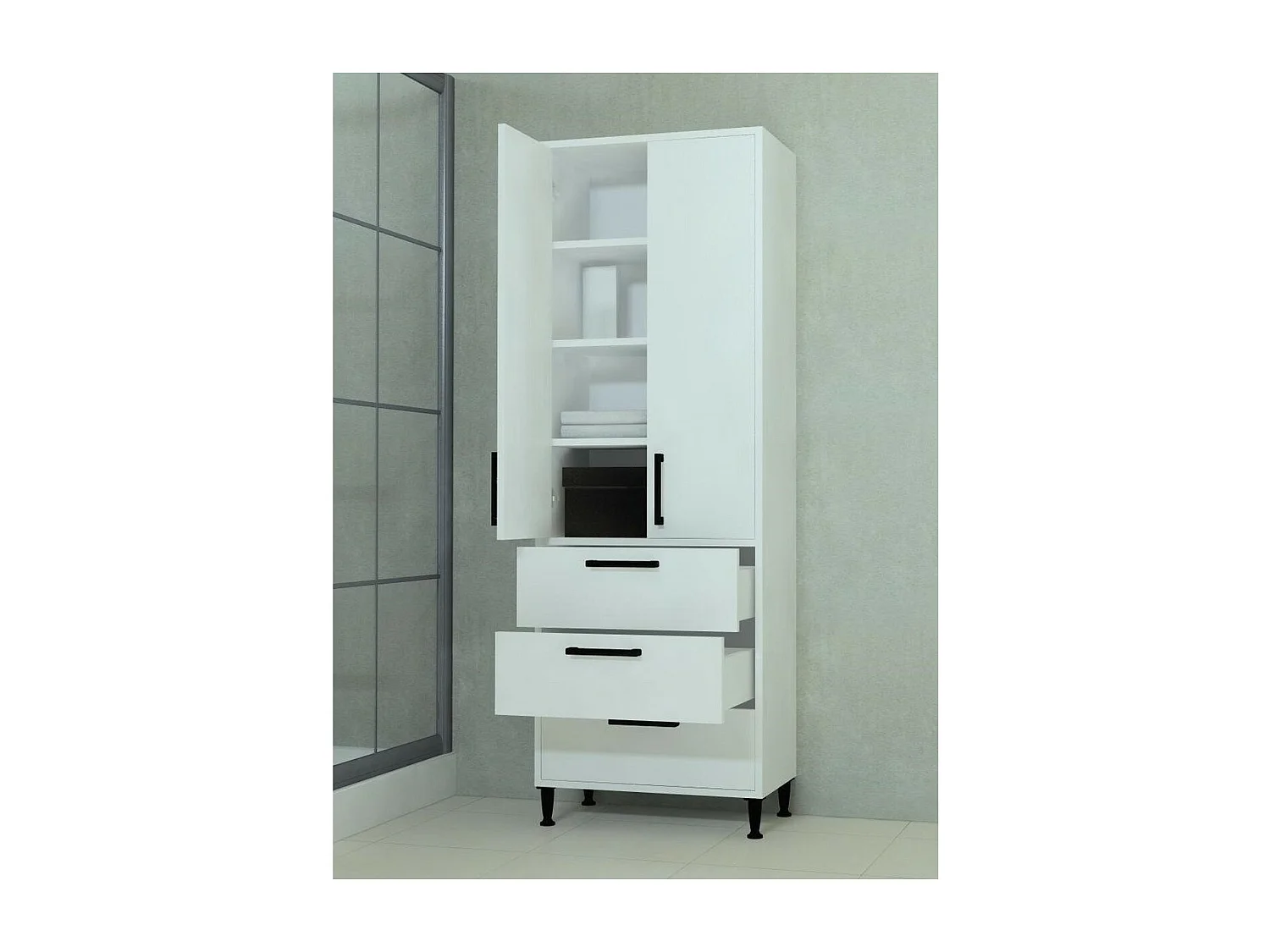 Armoire Ayo, Blanc, 60x32,7x176 cm, Epikasa