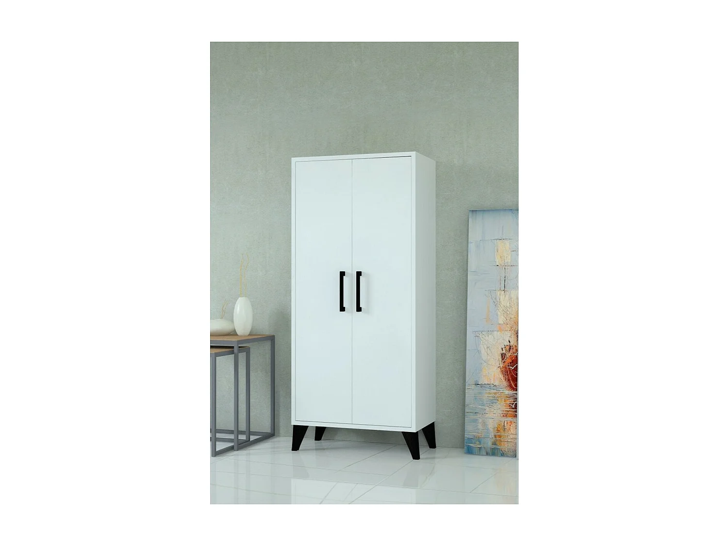 Roupeiro Kisa, Branco, 58x33x132 cm, Epikasa