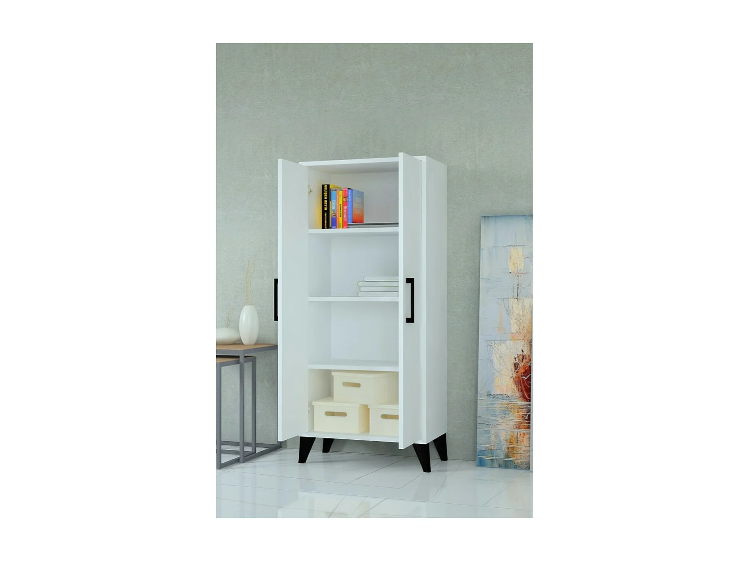 Roupeiro Kisa, Branco, 58x33x132 cm, Epikasa