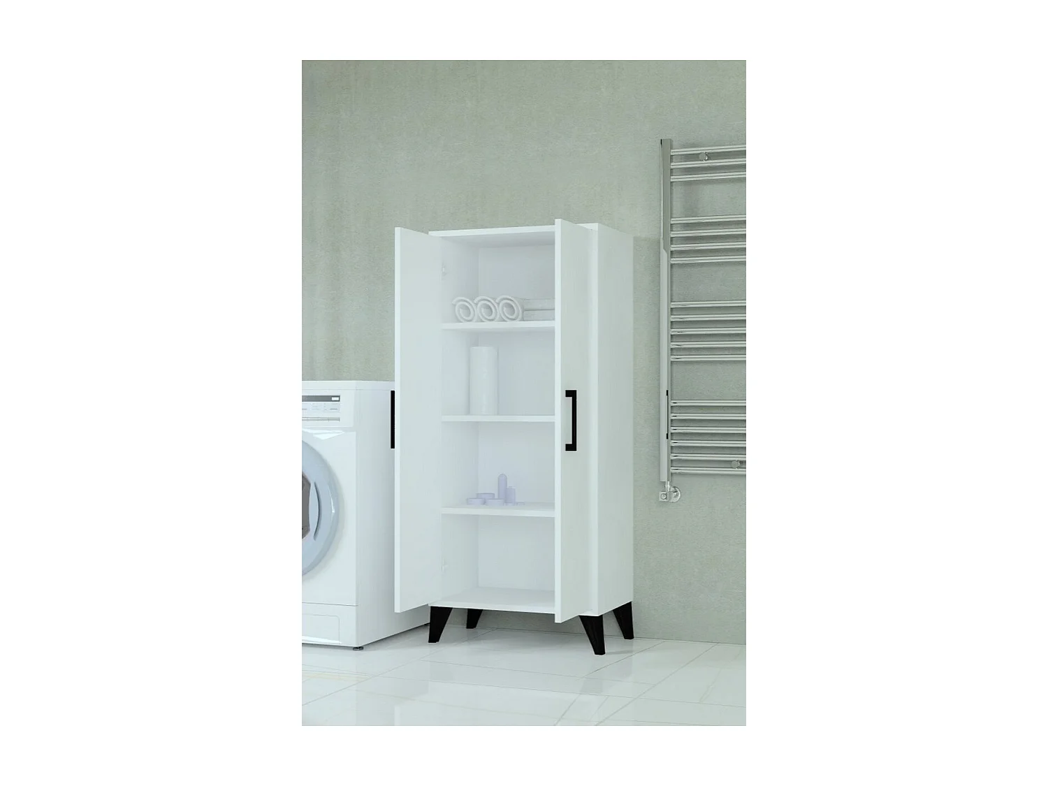 Roupeiro Kisa, Branco, 58x33x132 cm, Epikasa