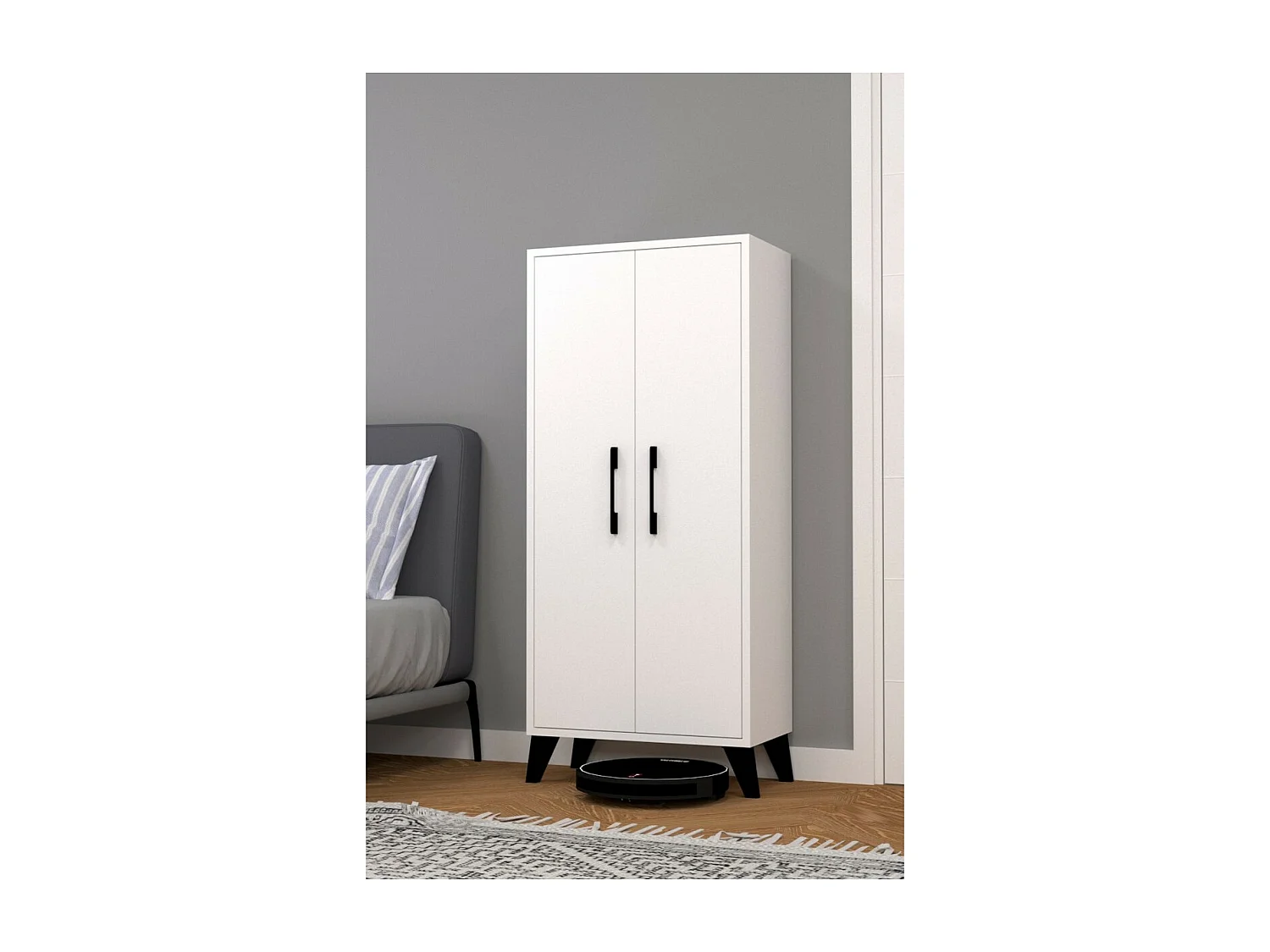 Roupeiro Kisa, Branco, 58x33x132 cm, Epikasa