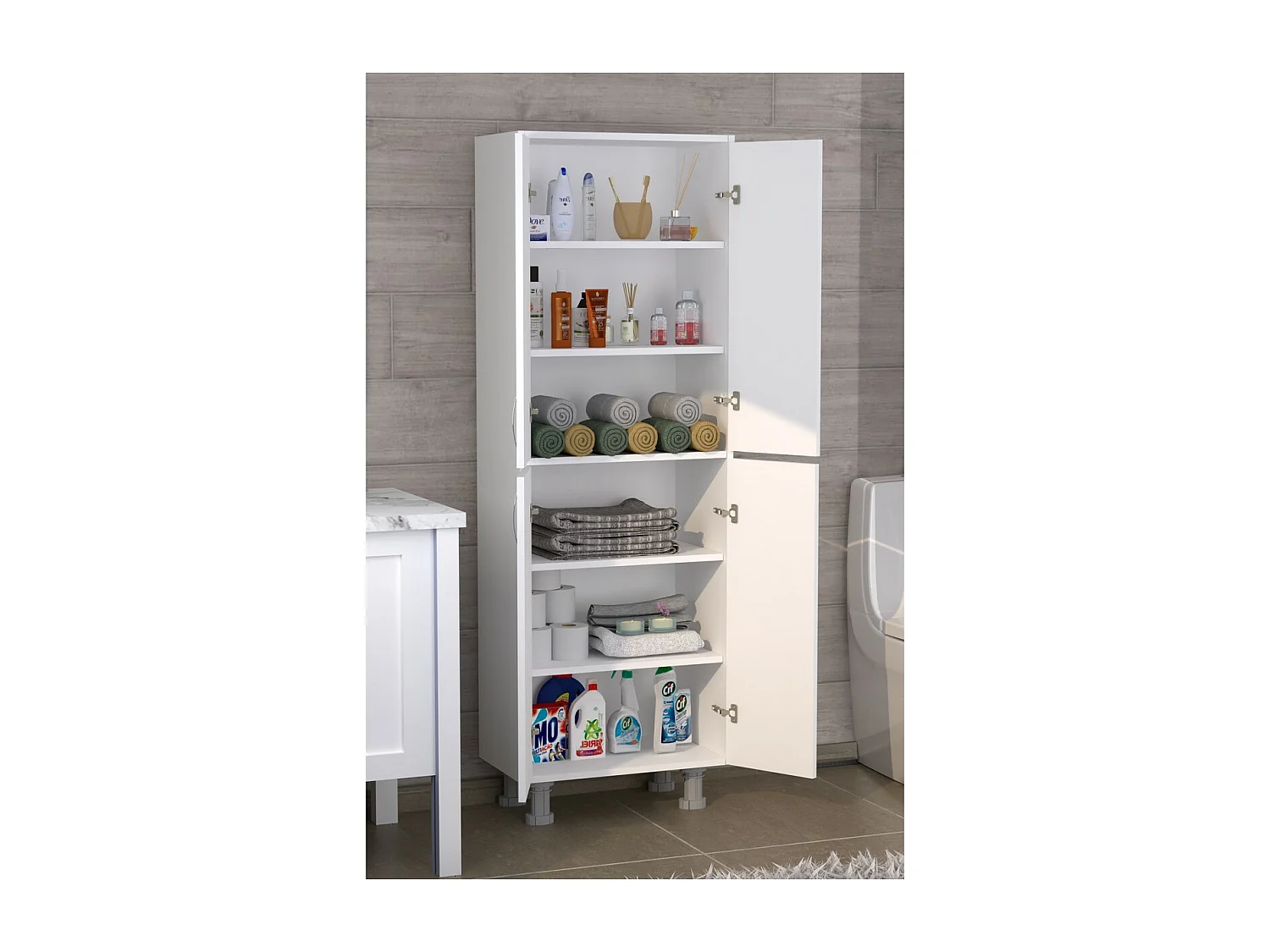 Armoire Mathilde, Blanc, 30x61x180 cm, Epikasa