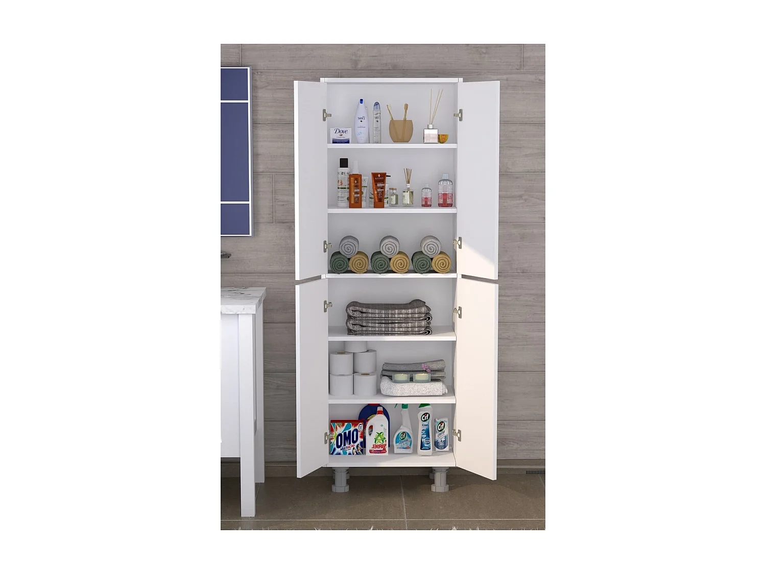 Armoire Mathilde, Blanc, 30x61x180 cm, Epikasa