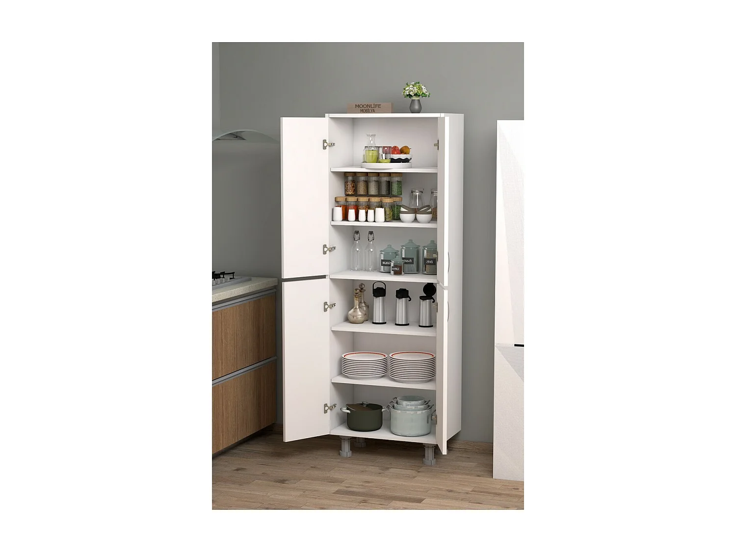 Armoire Mathilde, Blanc, 30x61x180 cm, Epikasa