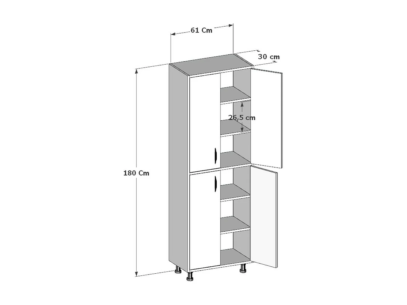Armoire Mathilde, Blanc, 30x61x180 cm, Epikasa