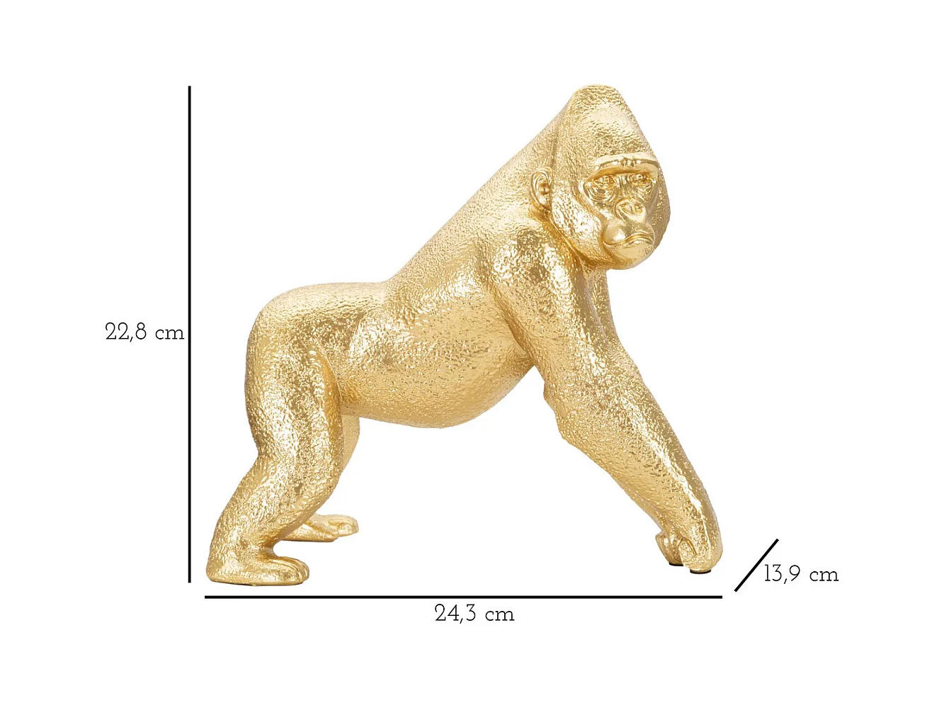 Sculpture Gorille 3, Or, 24,3x13,9x22,8 cm, Seven Design
