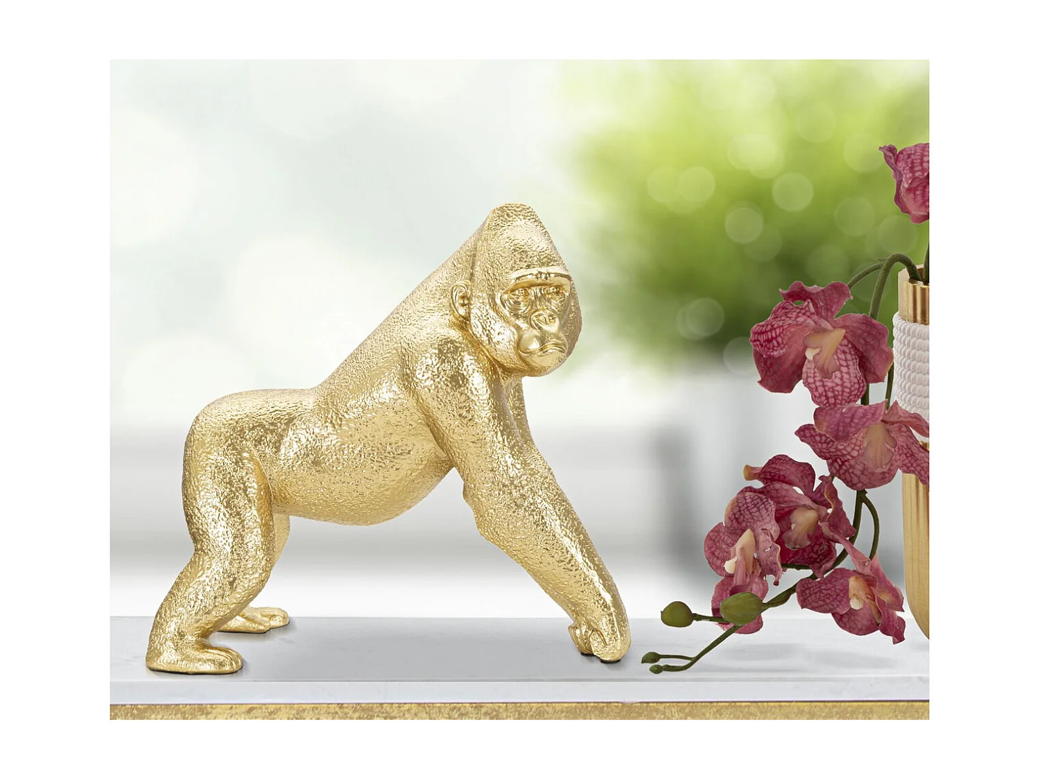 Rzeźba Goryl 3, Złoto, 24,3x13,9x22,8 cm, Seven Design