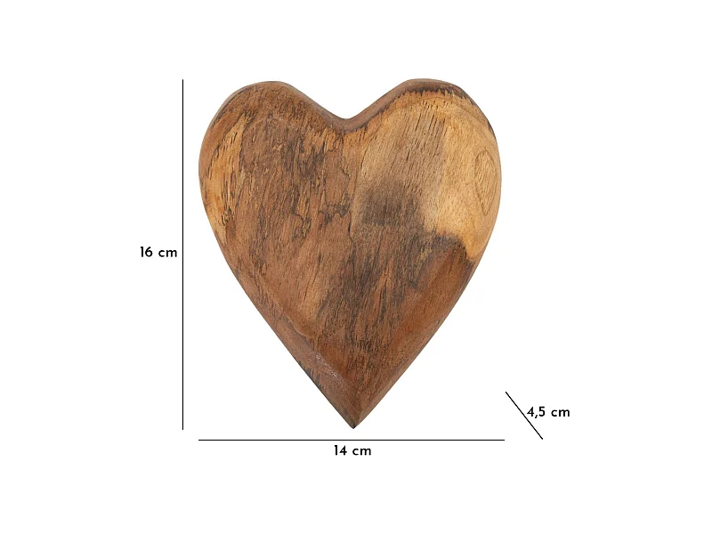 Sculpture Cœur 11, Marron, 16x14x4,5 cm, Seven Design