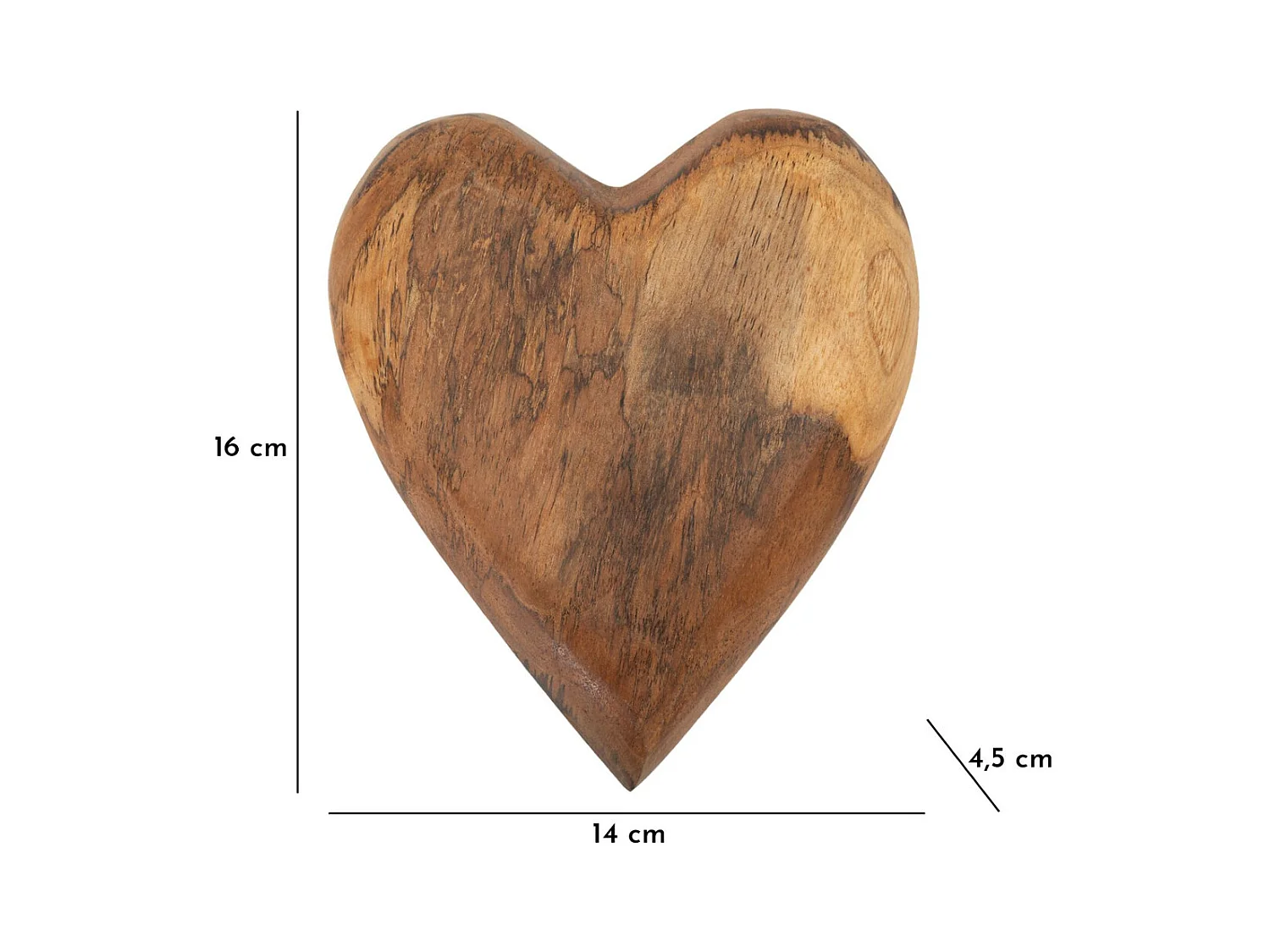 Sculpture Cœur 11, Marron, 16x14x4,5 cm, Seven Design