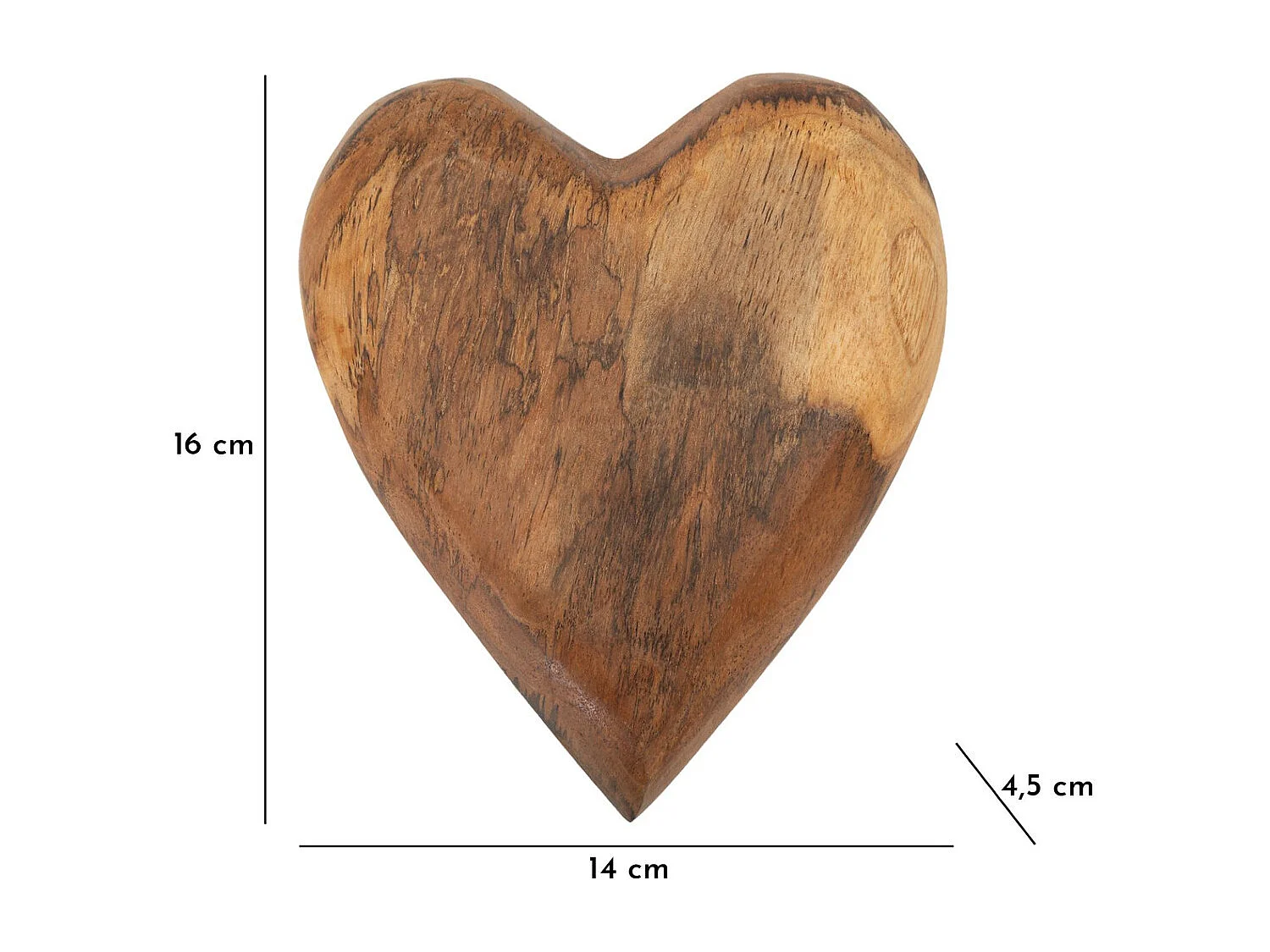 Rzeźba Serce 11, Brązowy, 16x14x4,5 cm, Seven Design