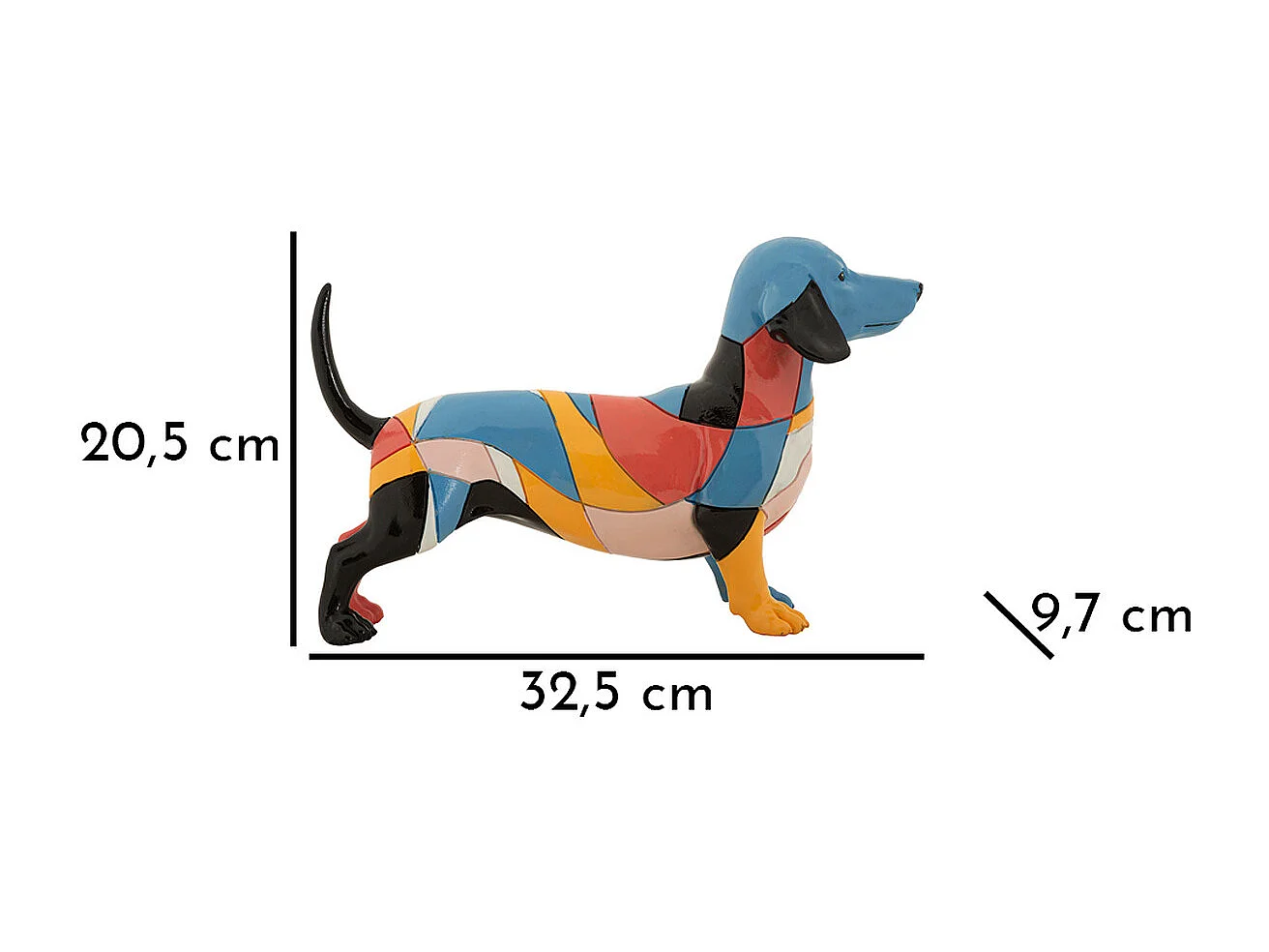 Sculpture Chien 4, Multicouleur, 32,5x9,7x20,5 cm, Seven Design
