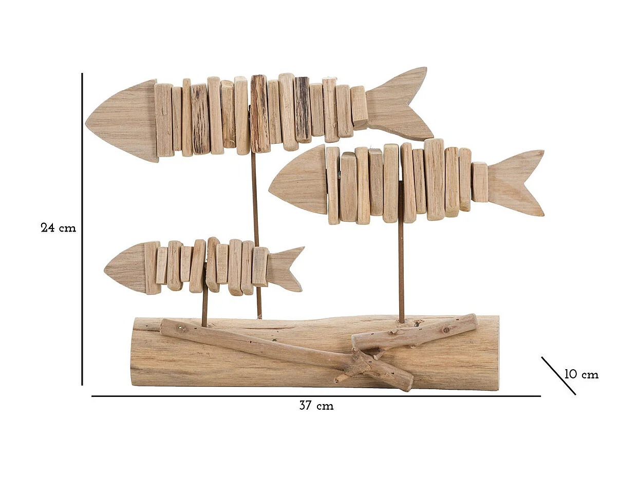 Sculpture Poisson 11, Marron, 37x10x24 cm, Seven Design
