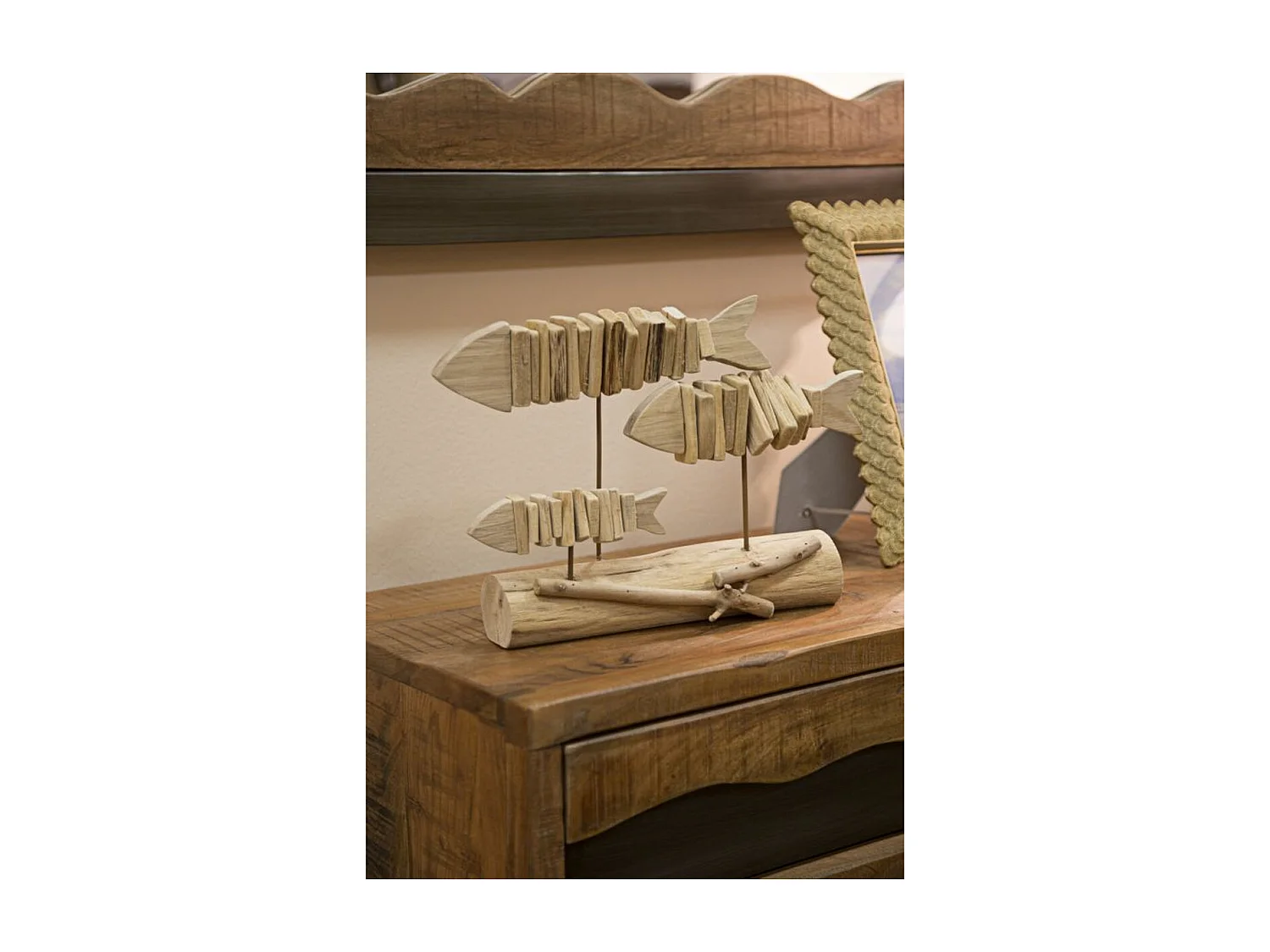 Rzeźba Ryba 11, Brązowy, 37x10x24 cm, Seven Design