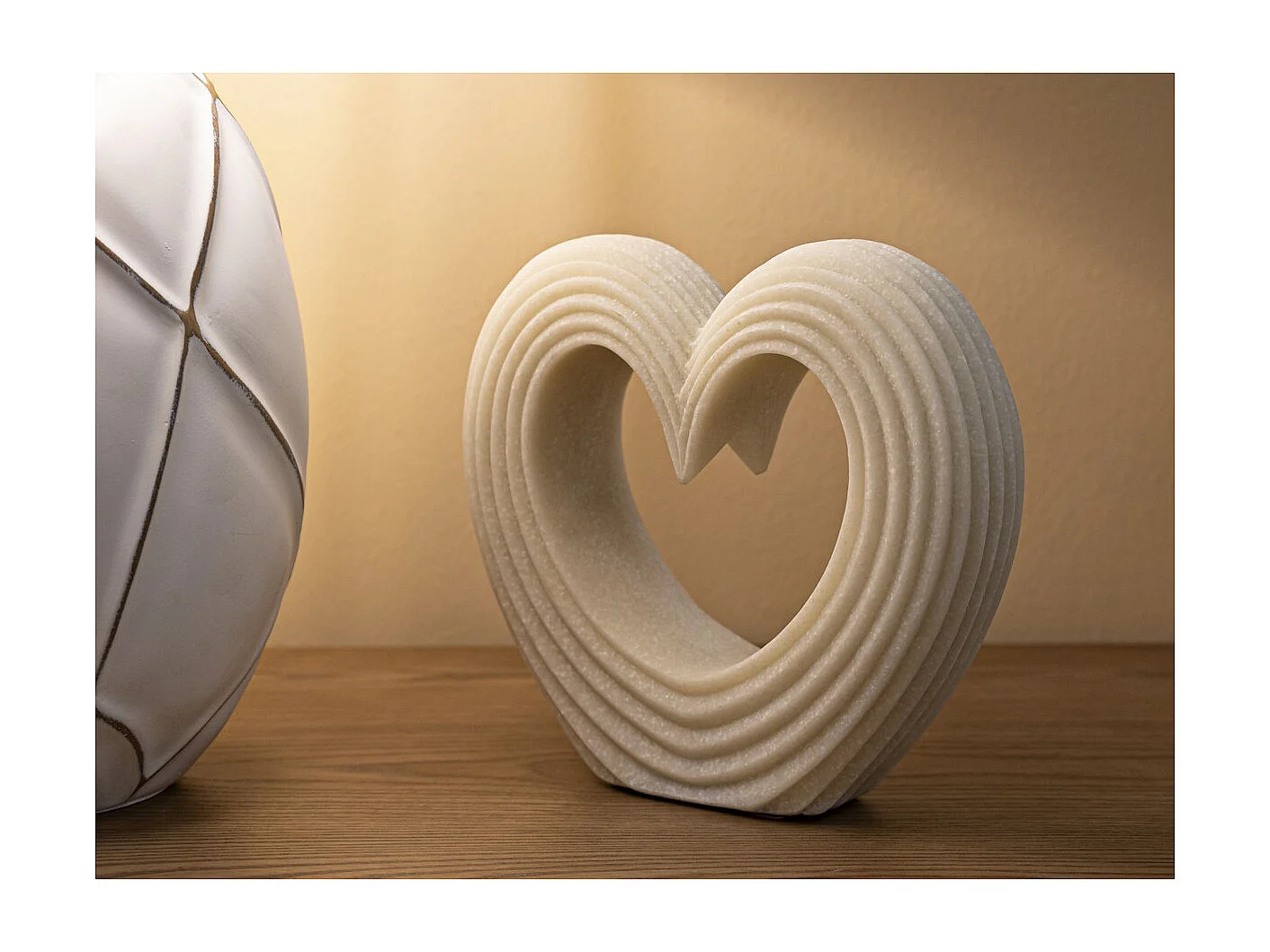 Sculpture Cœur 13, Blanc, 21x6x19 cm, Seven Design