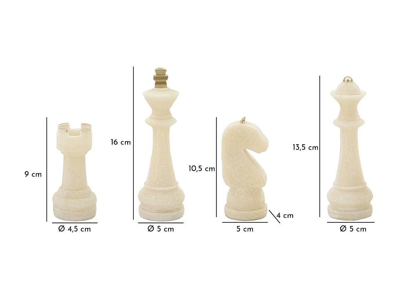Sculpture Échecs 6, Blanc, 4,4x4,4x10,3 cm, Seven Design