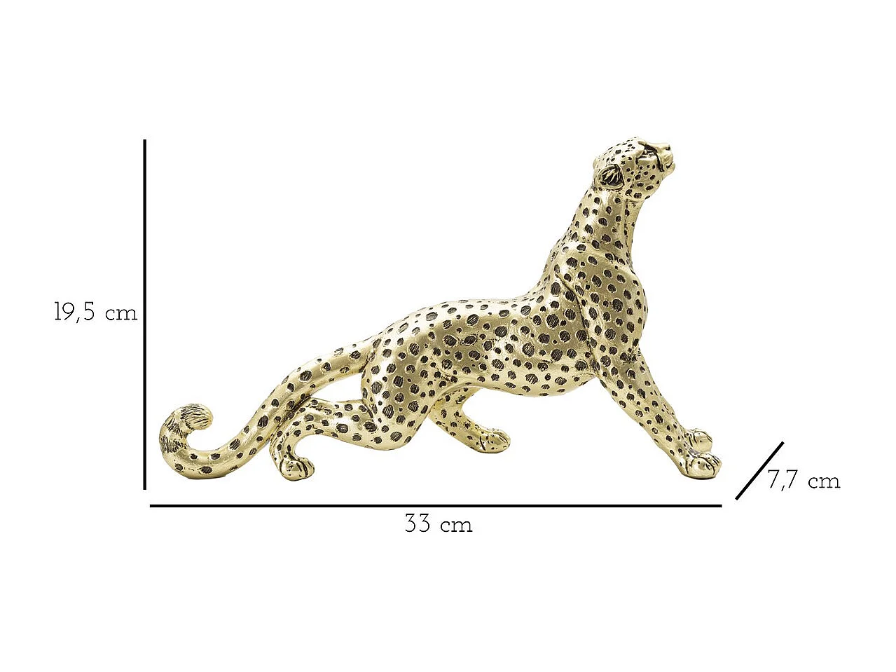 Rzeźba Lampart, Złoto, 33x7,7x19,5 cm, Seven Design