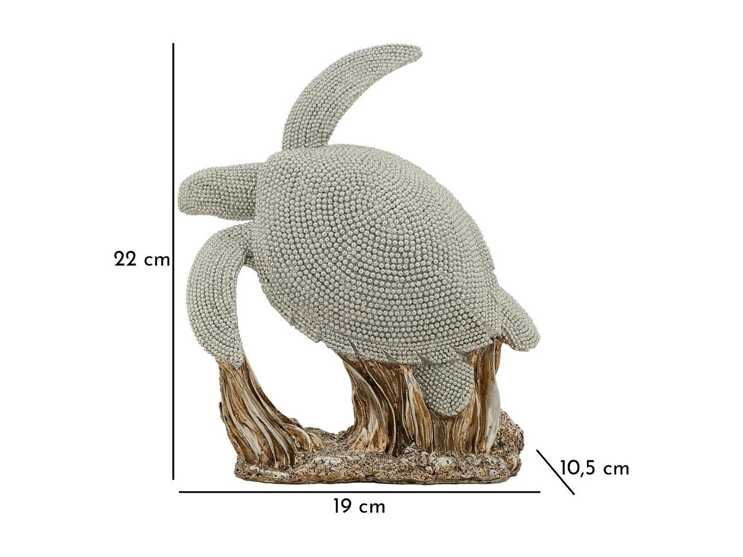 Rzeźba Tartaruga, Srebrny, 19x10,5x22 cm, Seven Design