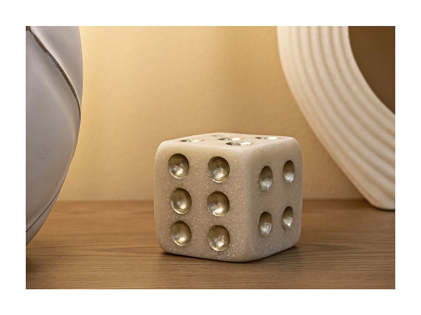 Sculpture Dé 2, Blanc, 8x8x8 cm, Seven Design