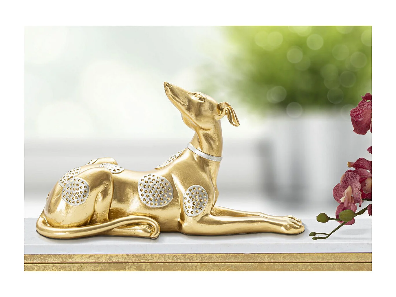 Sculpture Chien 5, Or, 32,2x9,5x18,3 cm, Seven Design