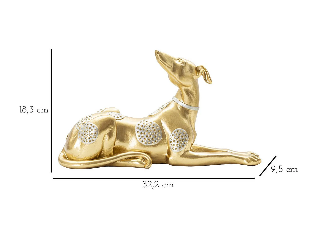 Sculpture Chien 5, Or, 32,2x9,5x18,3 cm, Seven Design