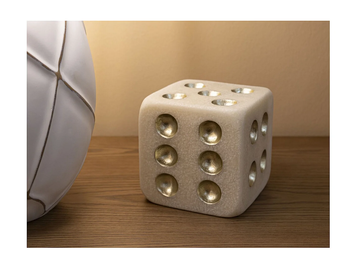 Scultura Dado, Bianco, 12x12x12 cm, Seven Design