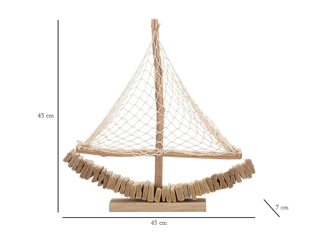Sculpture Bateau 1, Marron, 45x7x45 cm, Seven Design