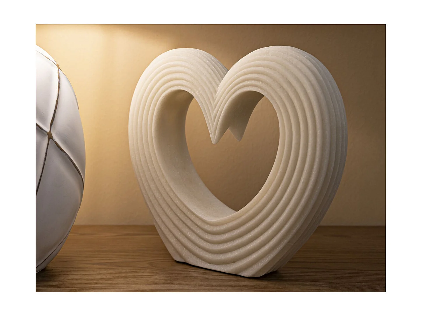 Sculpture Cœur 12, Blanc, 30x7x26 cm, Seven Design