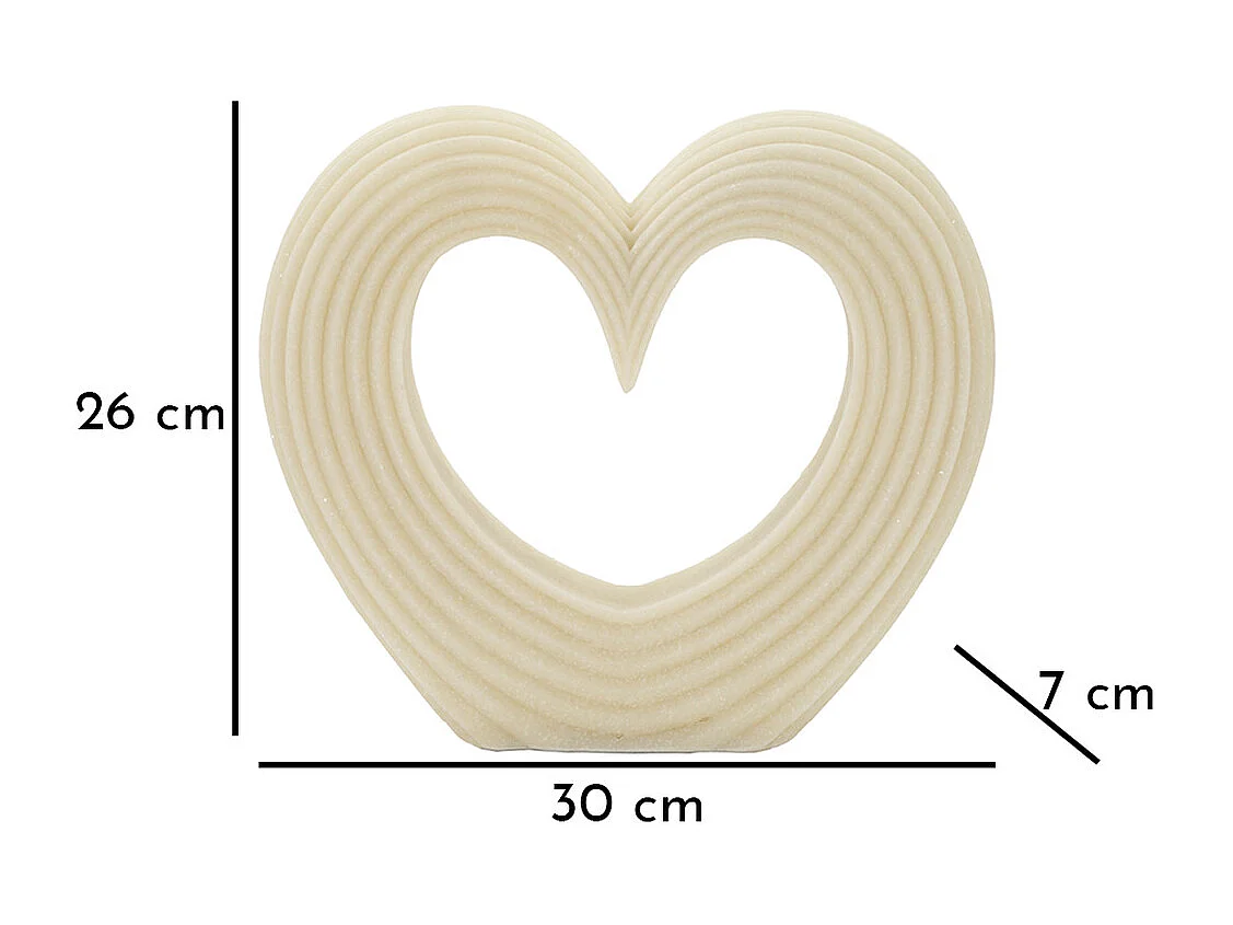 Sculpture Cœur 12, Blanc, 30x7x26 cm, Seven Design