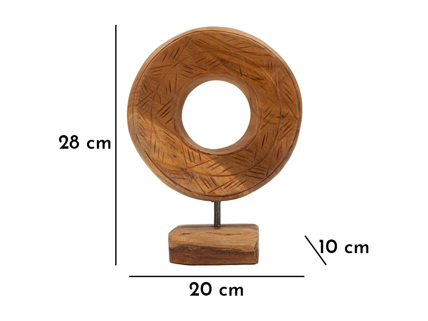 Sculpture Cercles 38, Marron, 20x10x28 cm, Seven Design