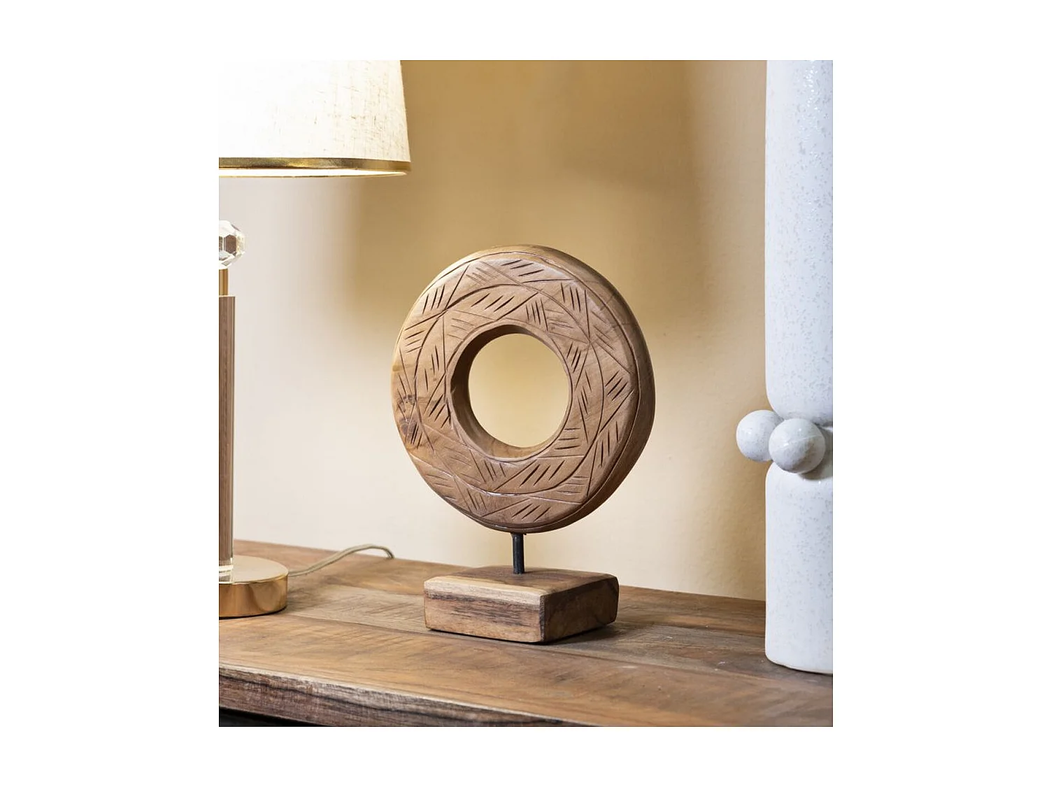 Sculpture Cercles 38, Marron, 20x10x28 cm, Seven Design