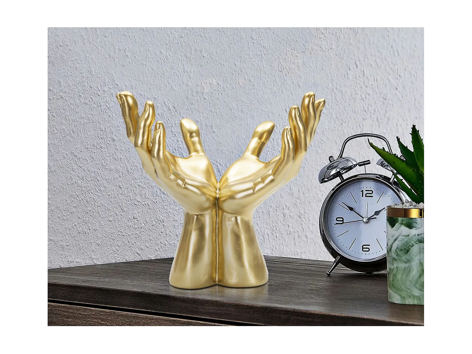 Escultura Mãos 3, Ouro, 25x15x24 cm, Seven Design