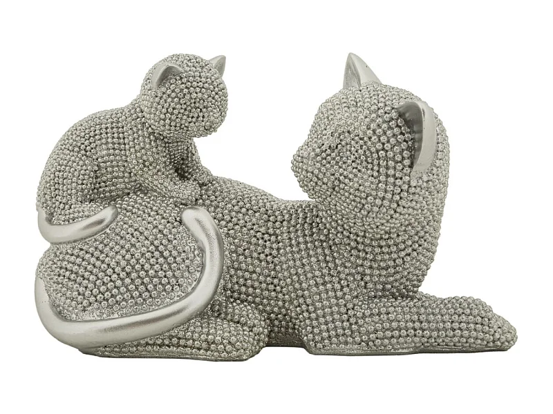 Sculpture Chats 2, Argent, 19x9x13 cm, Seven Design