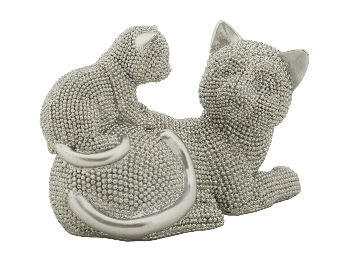 Sculpture Chats 2, Argent, 19x9x13 cm, Seven Design