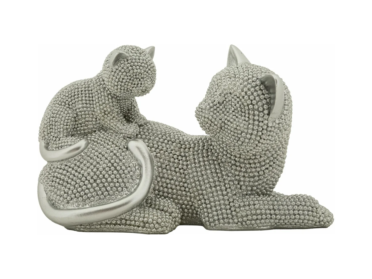 Sculpture Chats 2, Argent, 19x9x13 cm, Epikasa