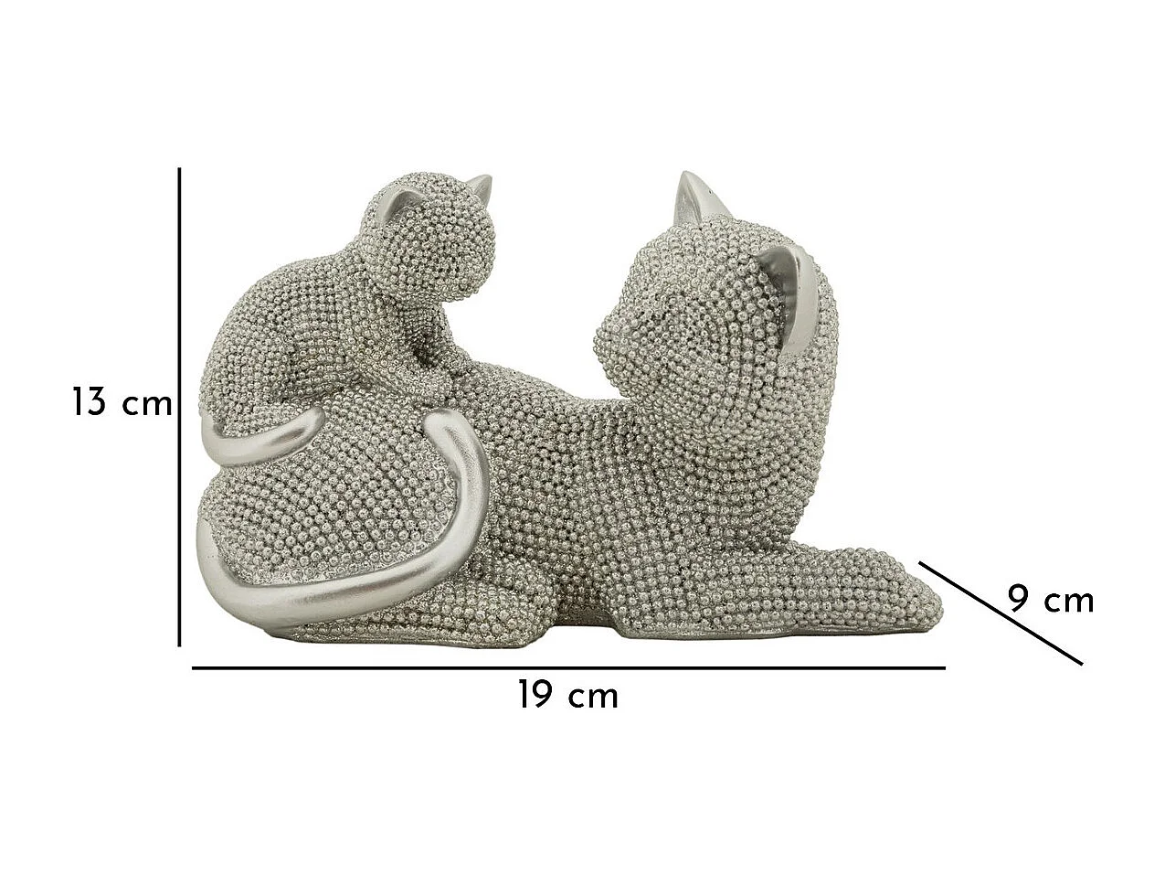 Rzeźba Koty 2, Srebrny, 19x9x13 cm, Seven Design