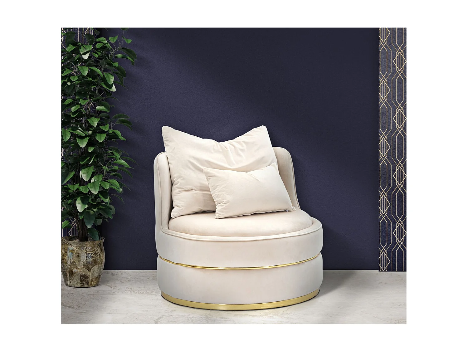 Cadeira de Braços MF308, Bege, 84x84x72 cm, Epikasa